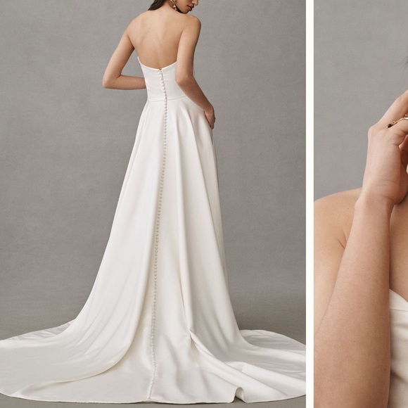 Jenny Yoo Kennedy Off-The-Shoulder A-Line Satin Wedding Gown - Picture 4 of 7